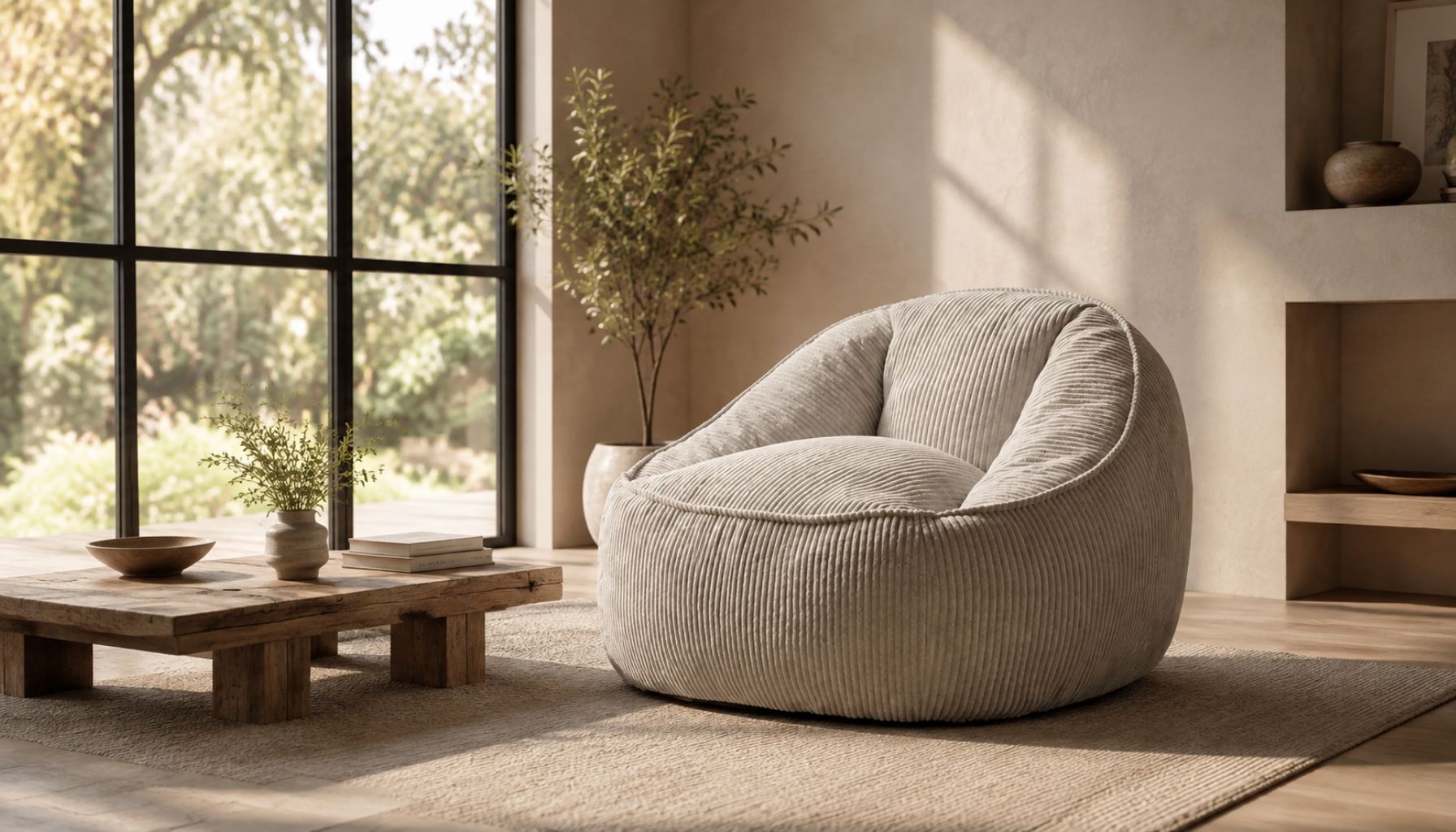 De Action fauteuil teddy rib in een interieur