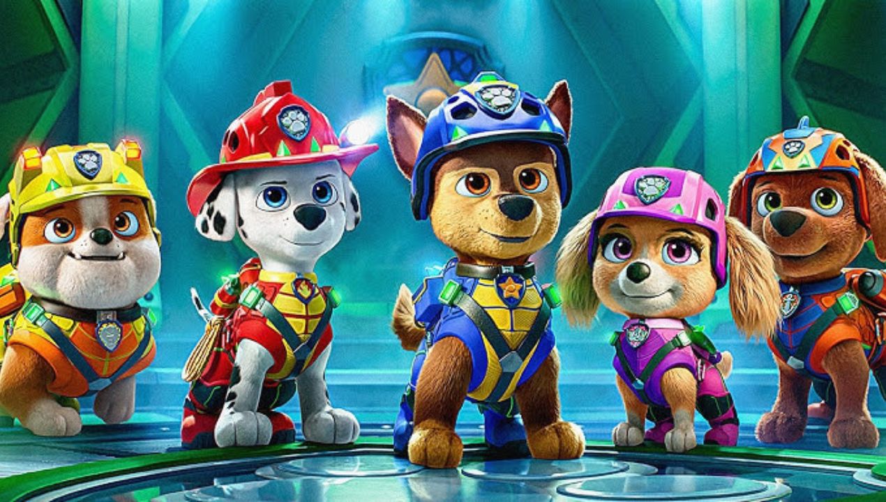 De PAW Patrol pups op het dino-eiland