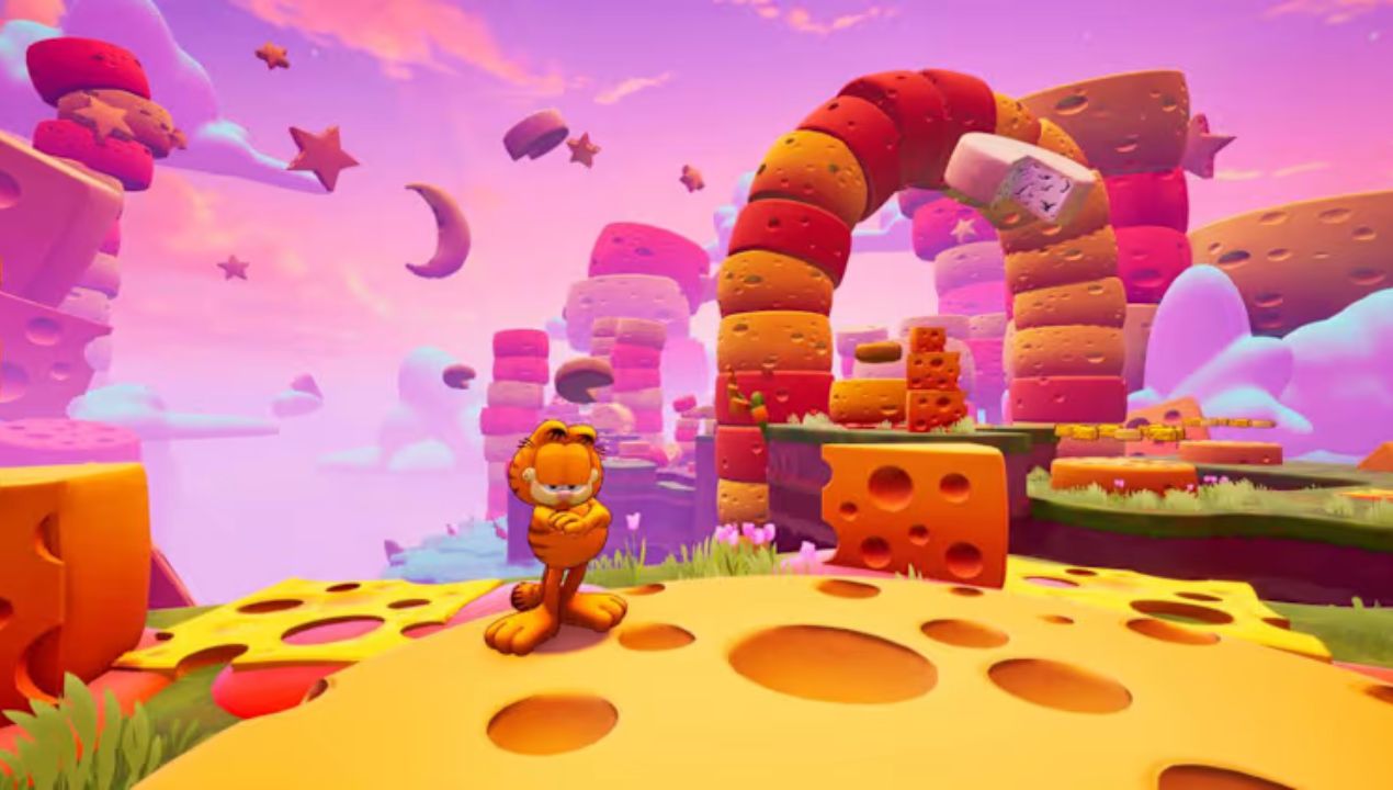 Garfield in een van de eetbare werelden van Escape from Monday