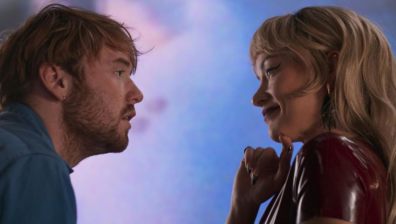 Olivia Wilde als kunstenaar Erika Tracy tegenover Cooper Hoffman als haar assistent Elliot in I Want Your Sex