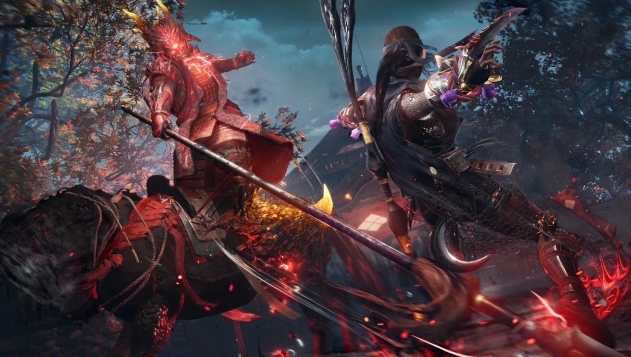 Een samoerai gaat het gevecht aan met een yokai in Nioh 3