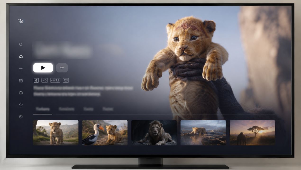 Disney+ op een televisie waarbij het label voor Ultra HD niet meer bij de titel staat