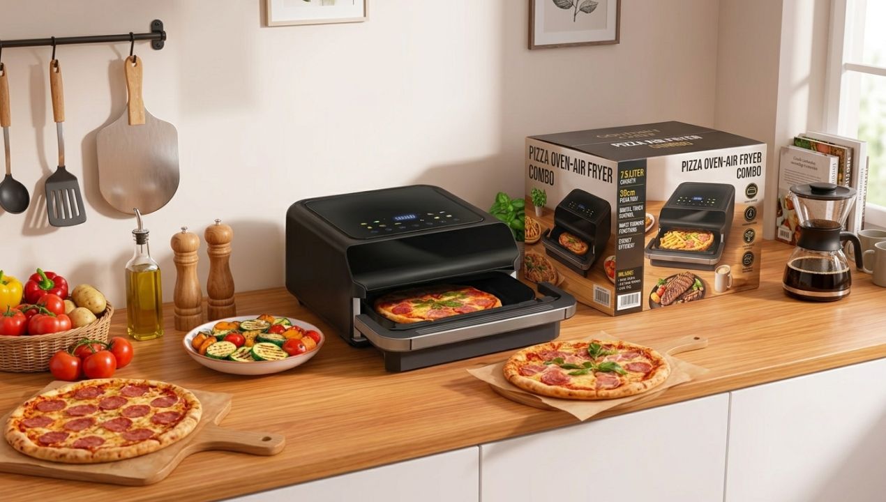 De Alpina pizza airfryer ZHAF-798A in gebruik