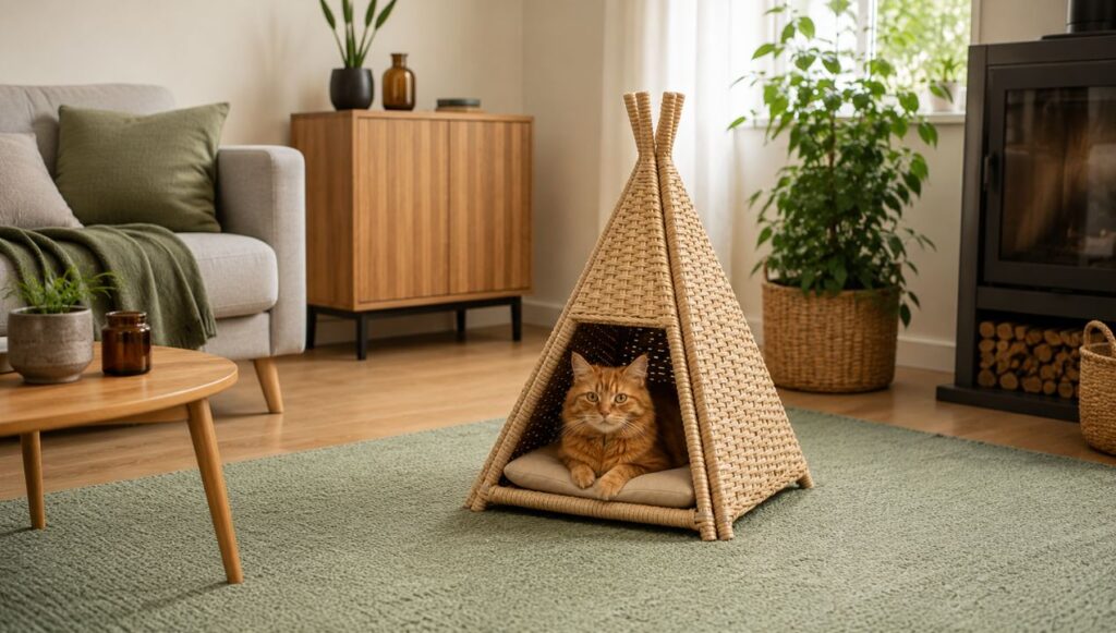 Kattenmand tipi met kussen een stijlvolle en knusse slaapplek voor je kat